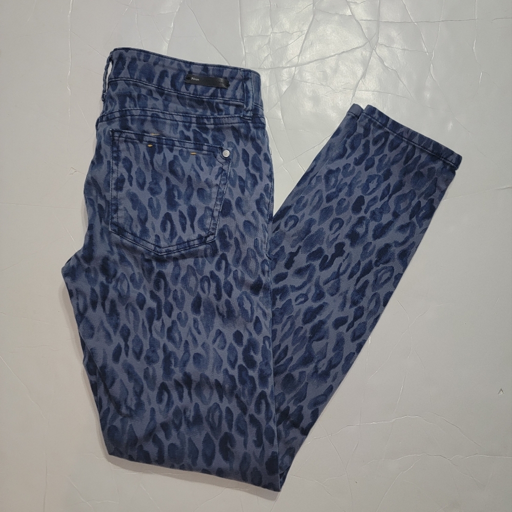 Anthropologie Pilcro And The Letterpress Skinny Jeans Size 25 Blue Leopard - Picture 3 of 12